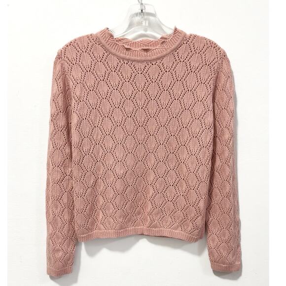 NWOT: Marea - Women's Pink Pointelle, Open Knit, Lightweight Sweater (small) - Picture 1 of 4